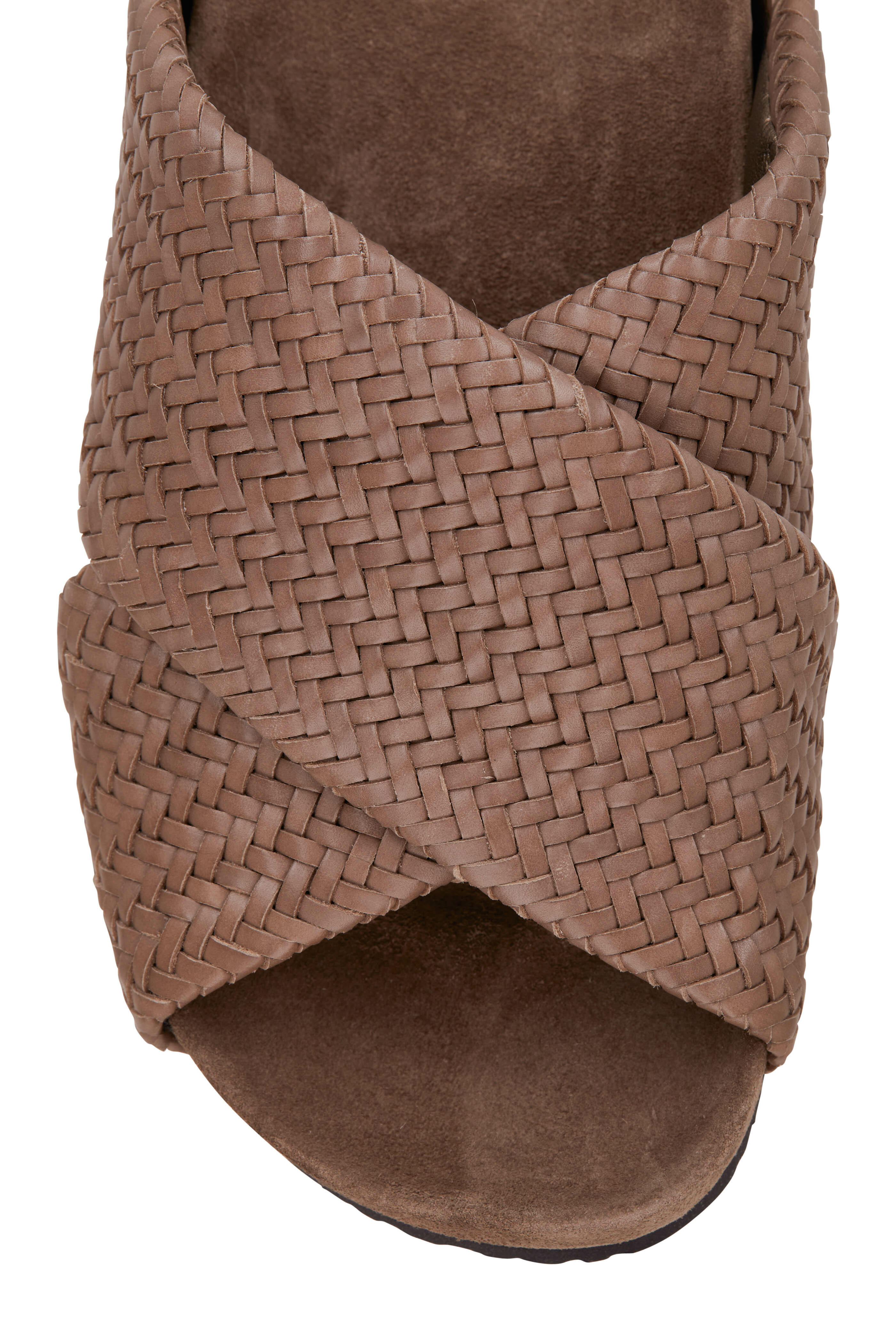 Brunello Cucinelli - Ice Taupe Woven Leather Criss Cross Slide