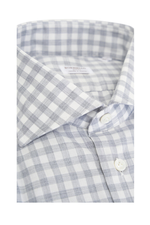 Borriello - Gray Check Flannel Cotton Dress Shirt             