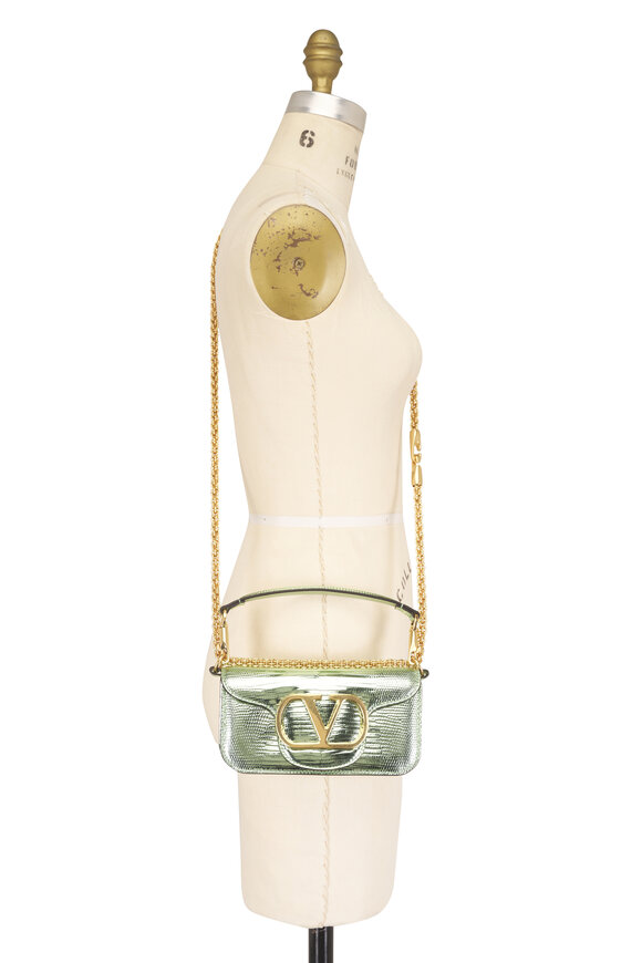 Valentino Garavani Small Loco Metallic Mint Shoulder Bag - view 7