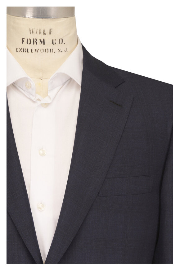 Brioni Navy Blue 150's Check Wool Suit - view 1