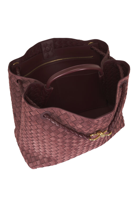 Bottega Veneta Large Andiamo Mahogany Intrecciato Suede Bag - view 4