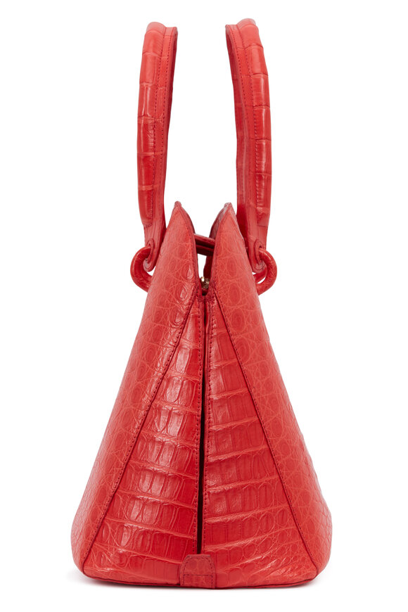 Nancy Gonzalez - Coral Crocodile Medium Dome Bag 