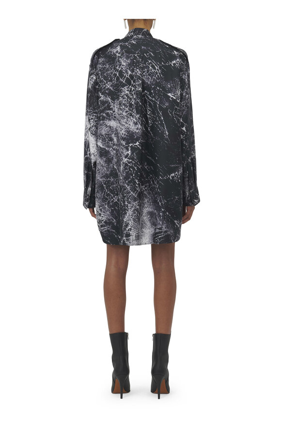 McQueen - Smashed Glass Silk Screen Twill Mini Dress