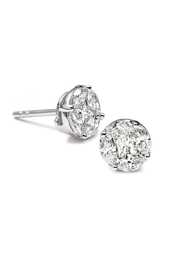Nam Cho 18k Diamond Invisibly Set Round Shape Stud - view 1
