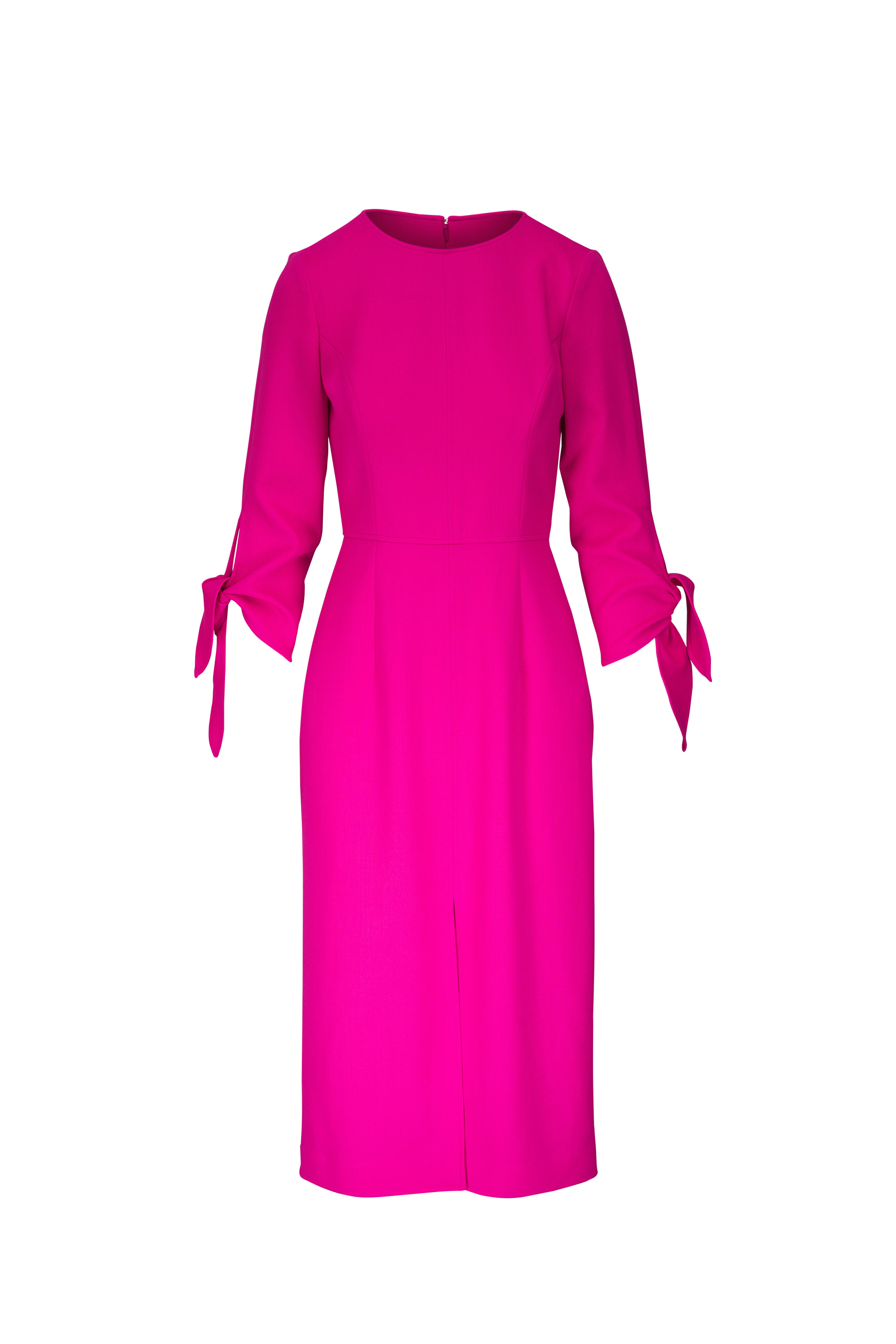 Carolina Herrera - Flamingo Pink Wrist Tie Midi Dress