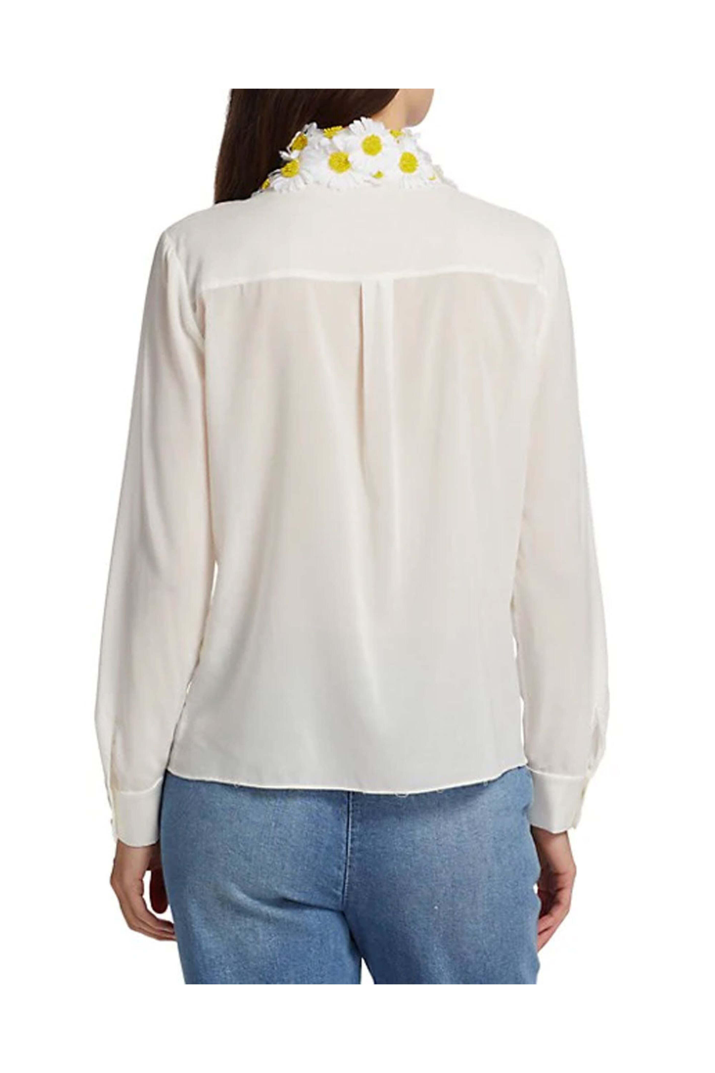 Alice & Olivia - Ecru and Multi Willa Daisy Embellished Top