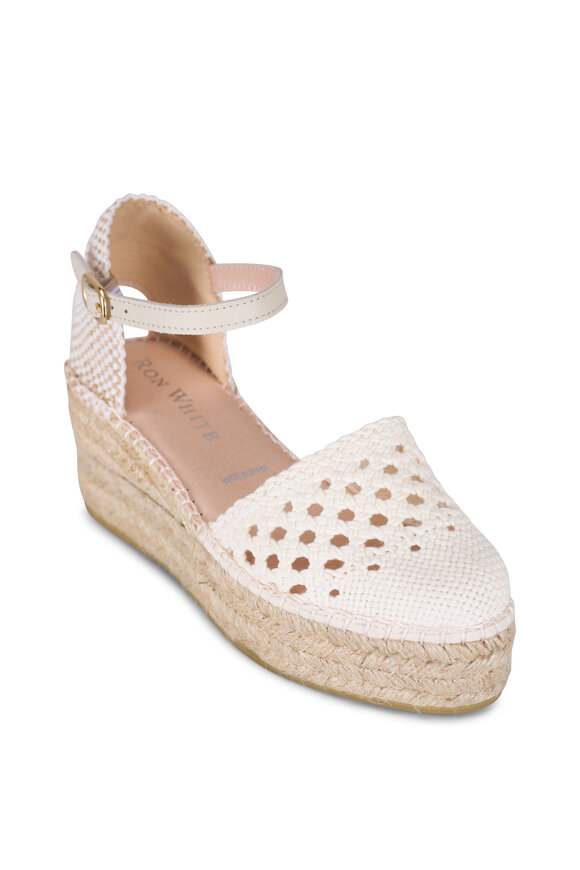 Ron White Bevin Ivory Close Toe Espadrille, 60mm