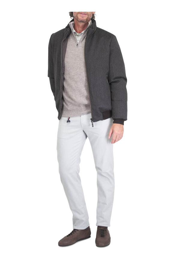Fedeli Mushroom Bi Color Waffle Knit Quarter Zip - view 2