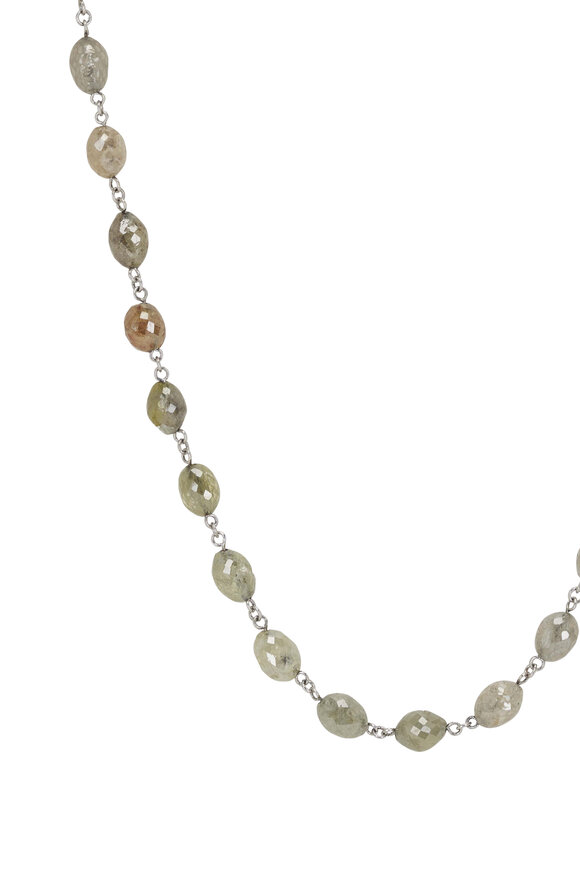 Kai Linz - White Gold Diamond Bead Necklace