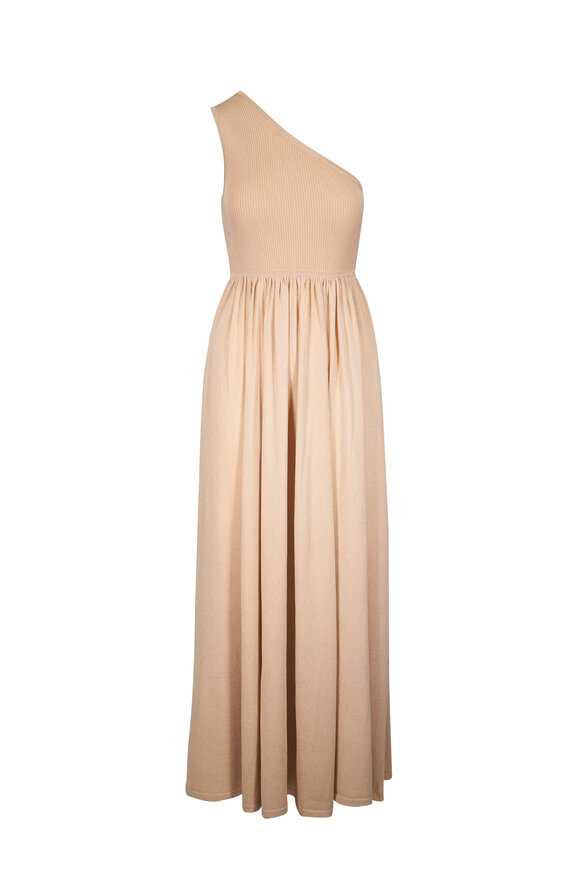 Zimmermann Crush Gold Metallic One Shoulder Maxi Dress