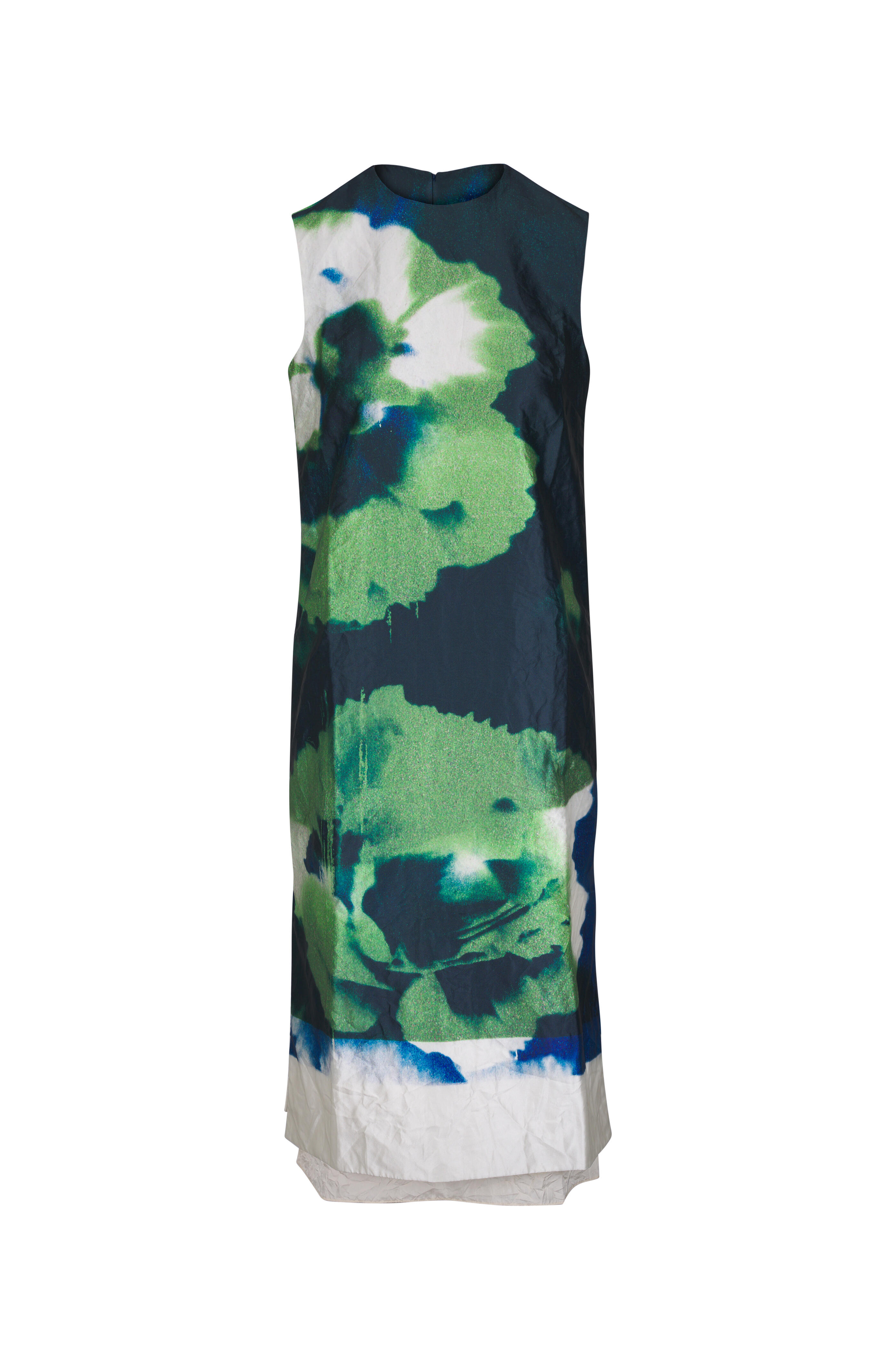 Erdem - Green Carnation Print Textured Satin Midi Dress