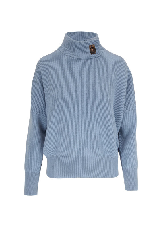 Brunello Cucinelli - Blue Cashmere Turtleneck Sweater