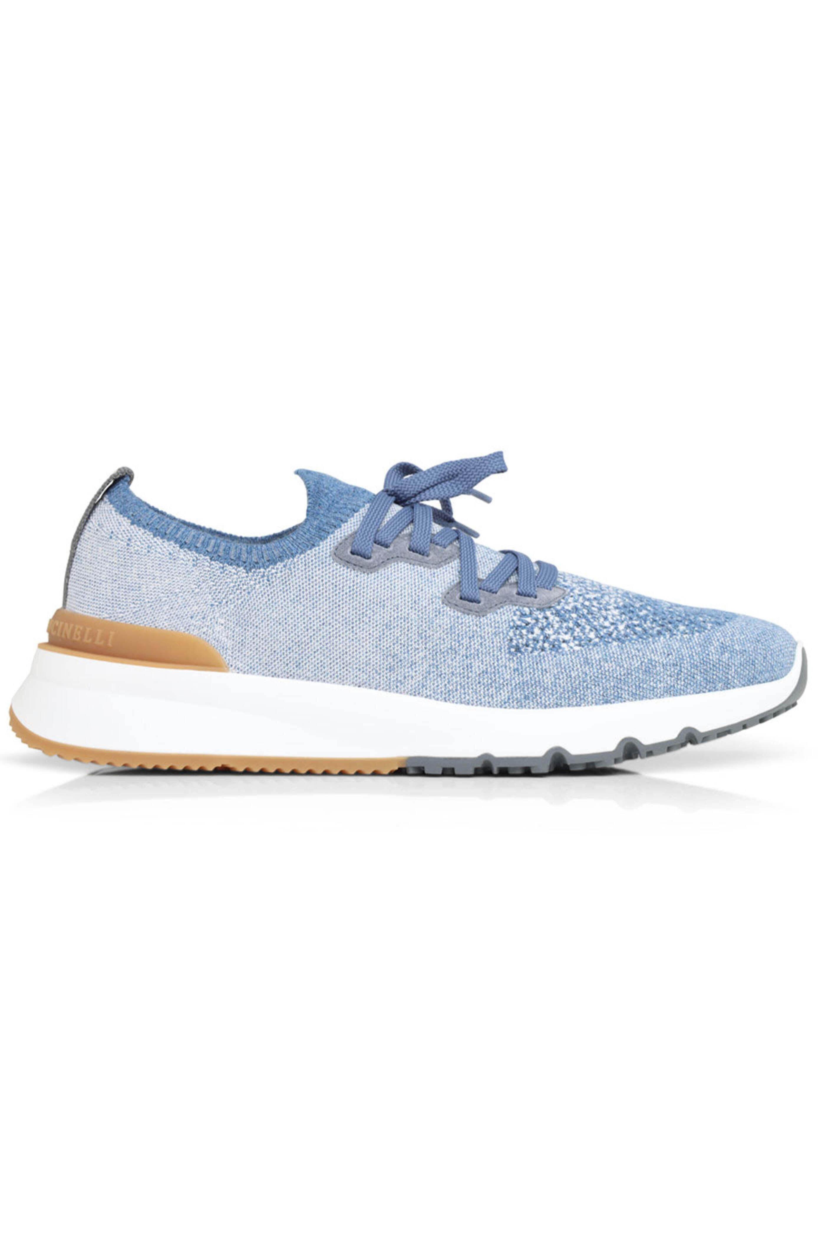 Brunello Cucinelli - Knit Sneaker in Blue and Brown