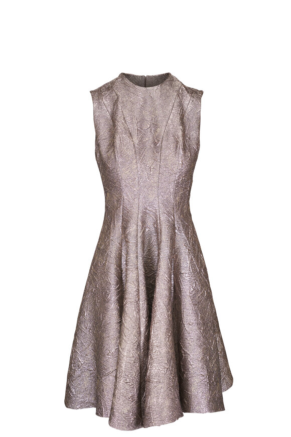 Olivine Gabbro Fit & Flare Metallic Knee Length Dress