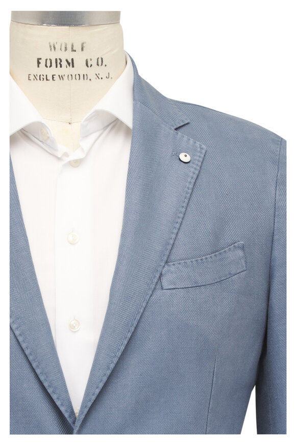 L.B.M. 1911 Tonal Blue Linen & Cotton Sportcoat