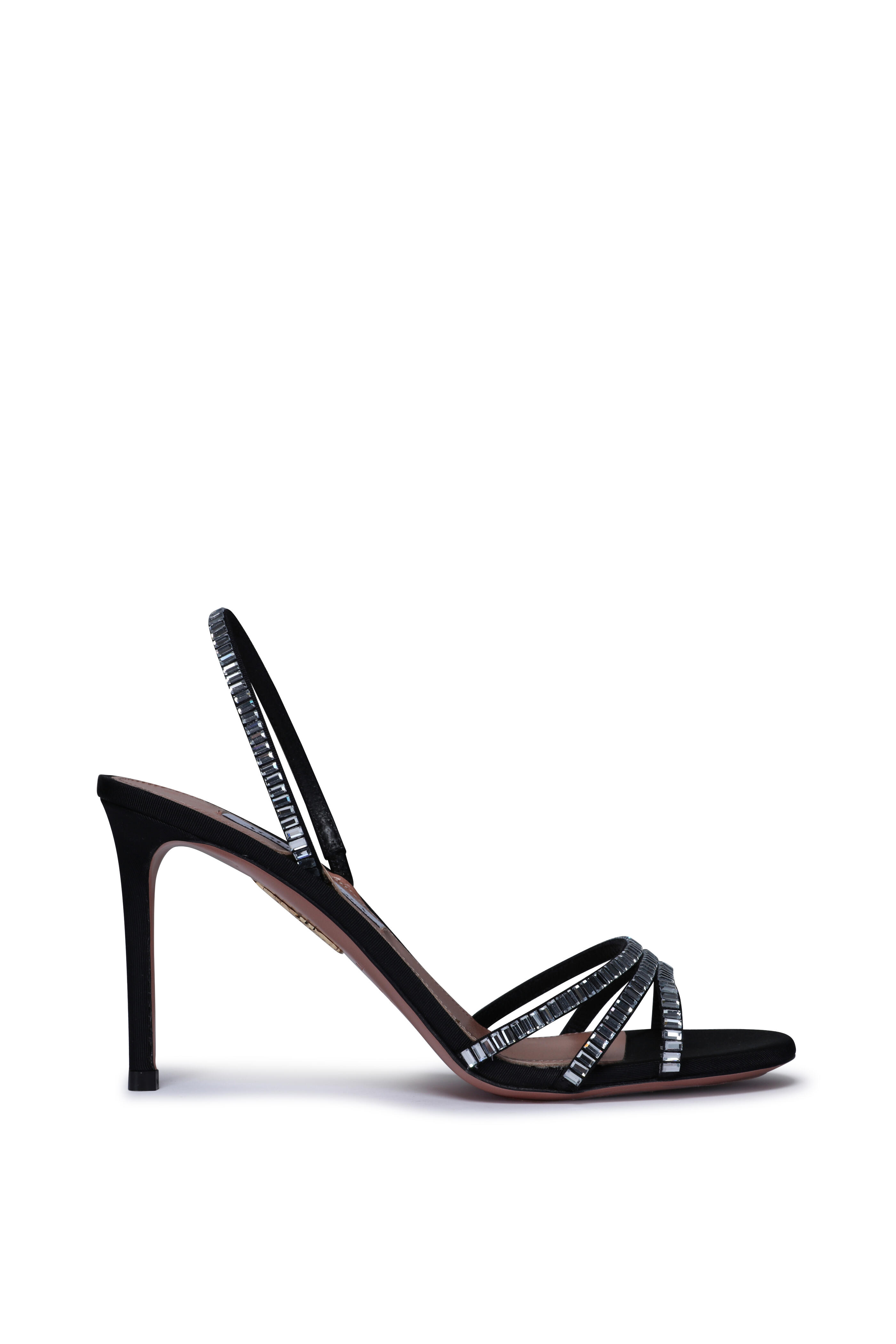Aquazzura - Memorie Black & Crystal Embellished Sandal, 85mm
