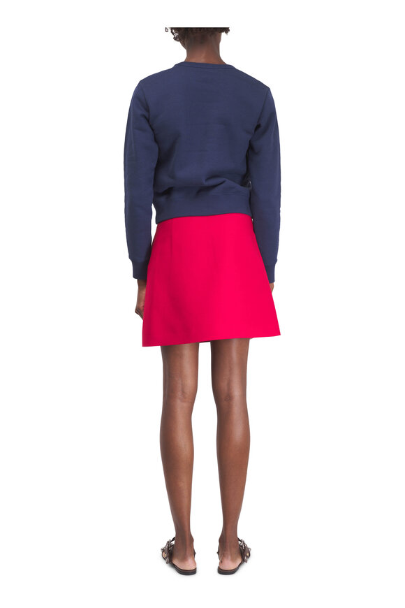 Valentino Red Solid Crepe Couture Embellished Skirt - view 3