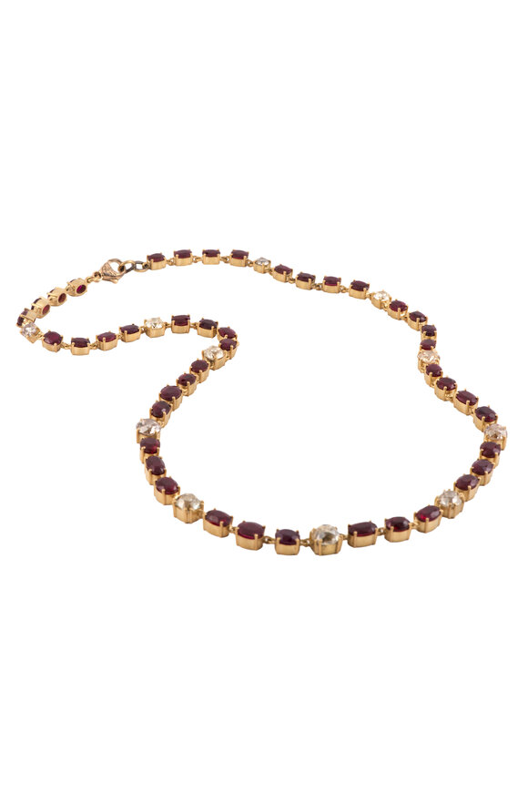 Sylva & Cie 18k Yellow Gold Burma Ruby & Diamond Necklace - view 1