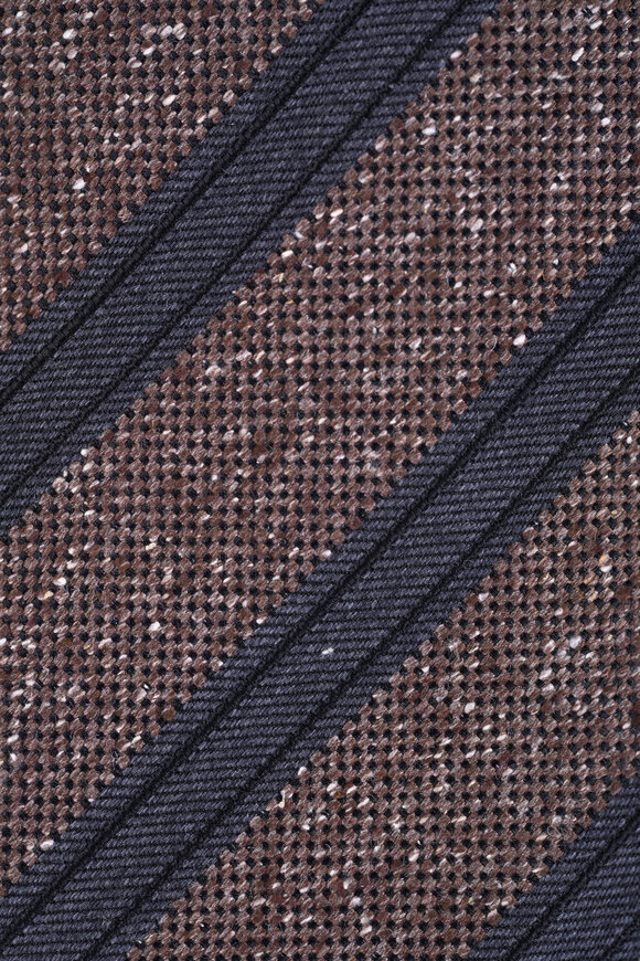 Zegna Taupe Striped Necktie - view 2