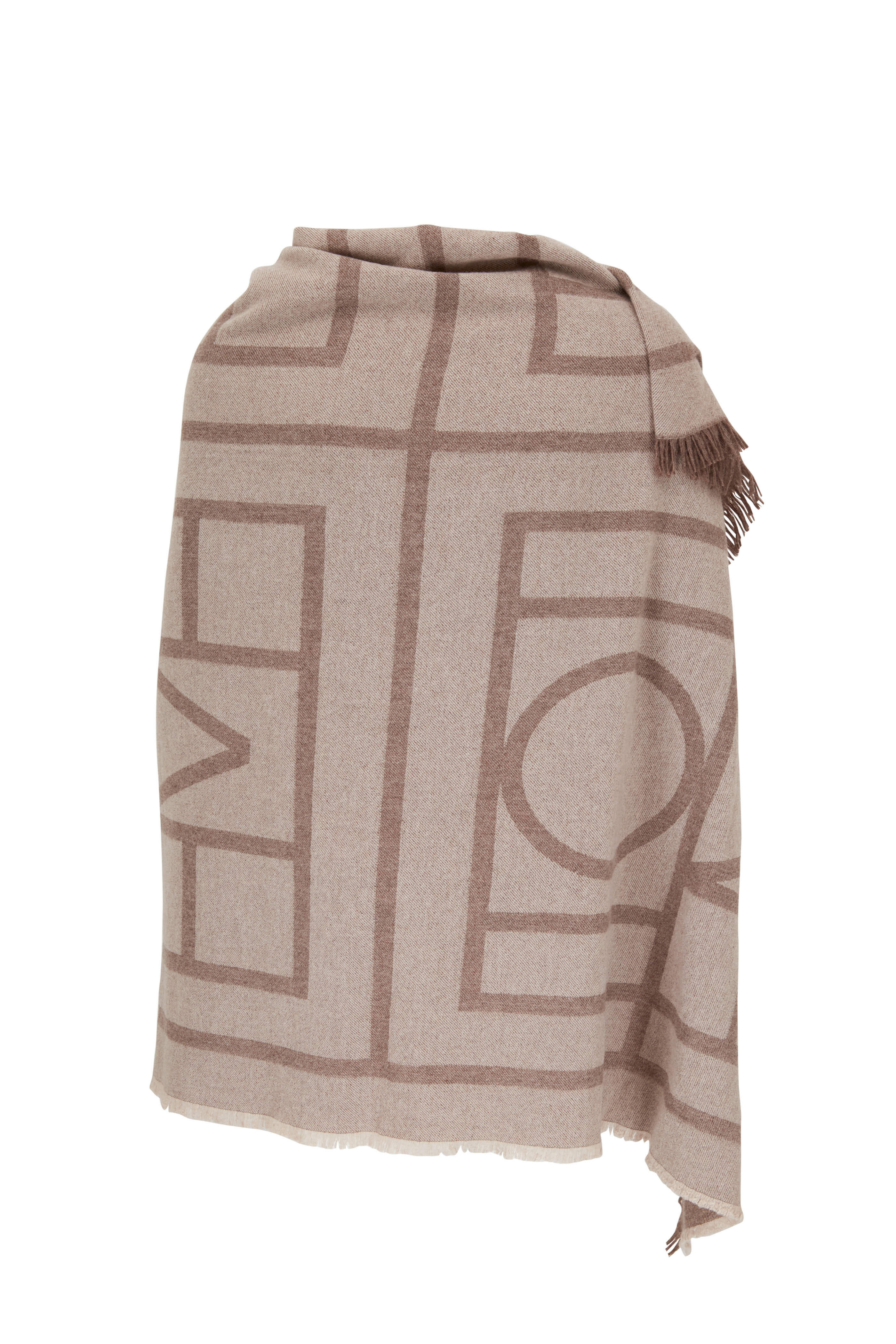 Totême Large monogram printed wool & silk scarf - ShopStyle