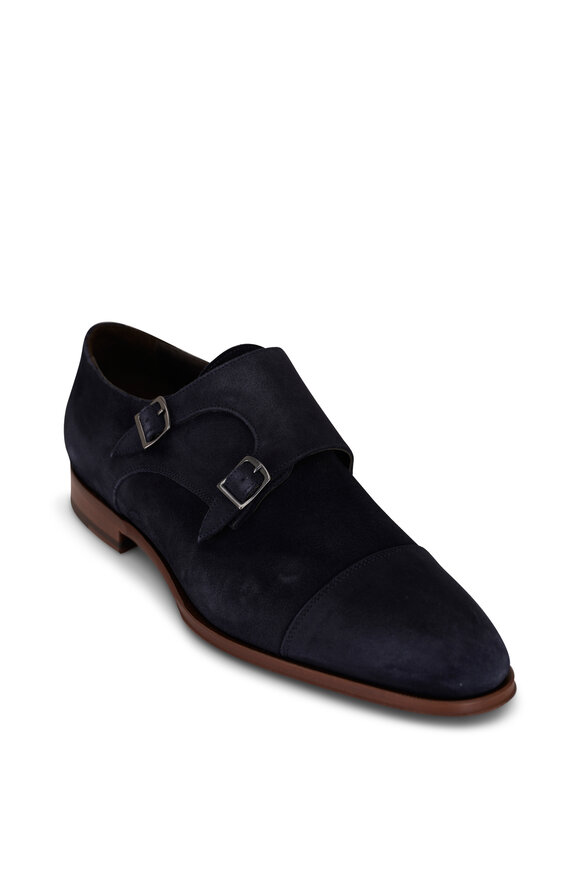 To Boot New York - Addison Blue Suede Double Monk Strap Dress Shoe