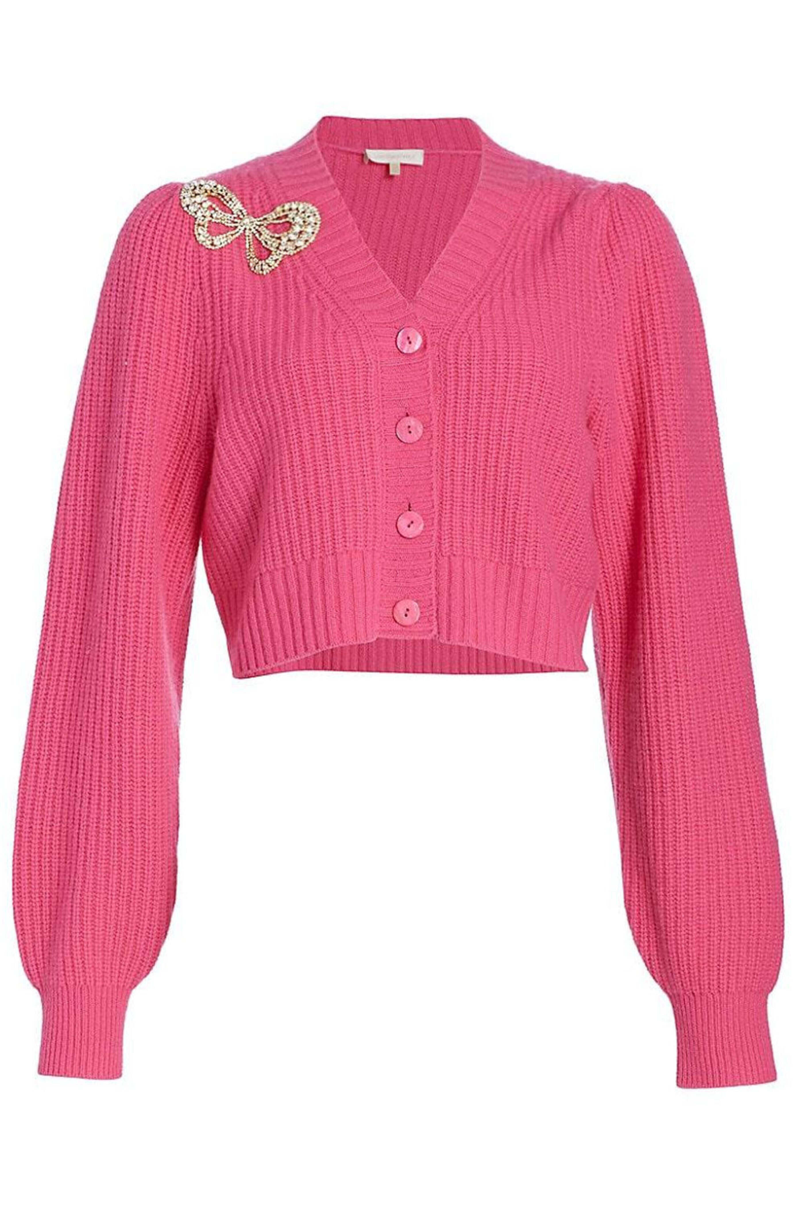 Loveshackfancy - Spotlight Pink Larsa Cropped Cardigan
