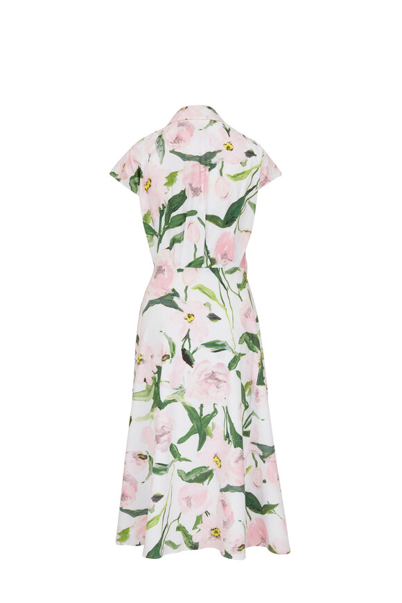 Carolina Herrera Peony Print Wrap Front Midi Dress 2293