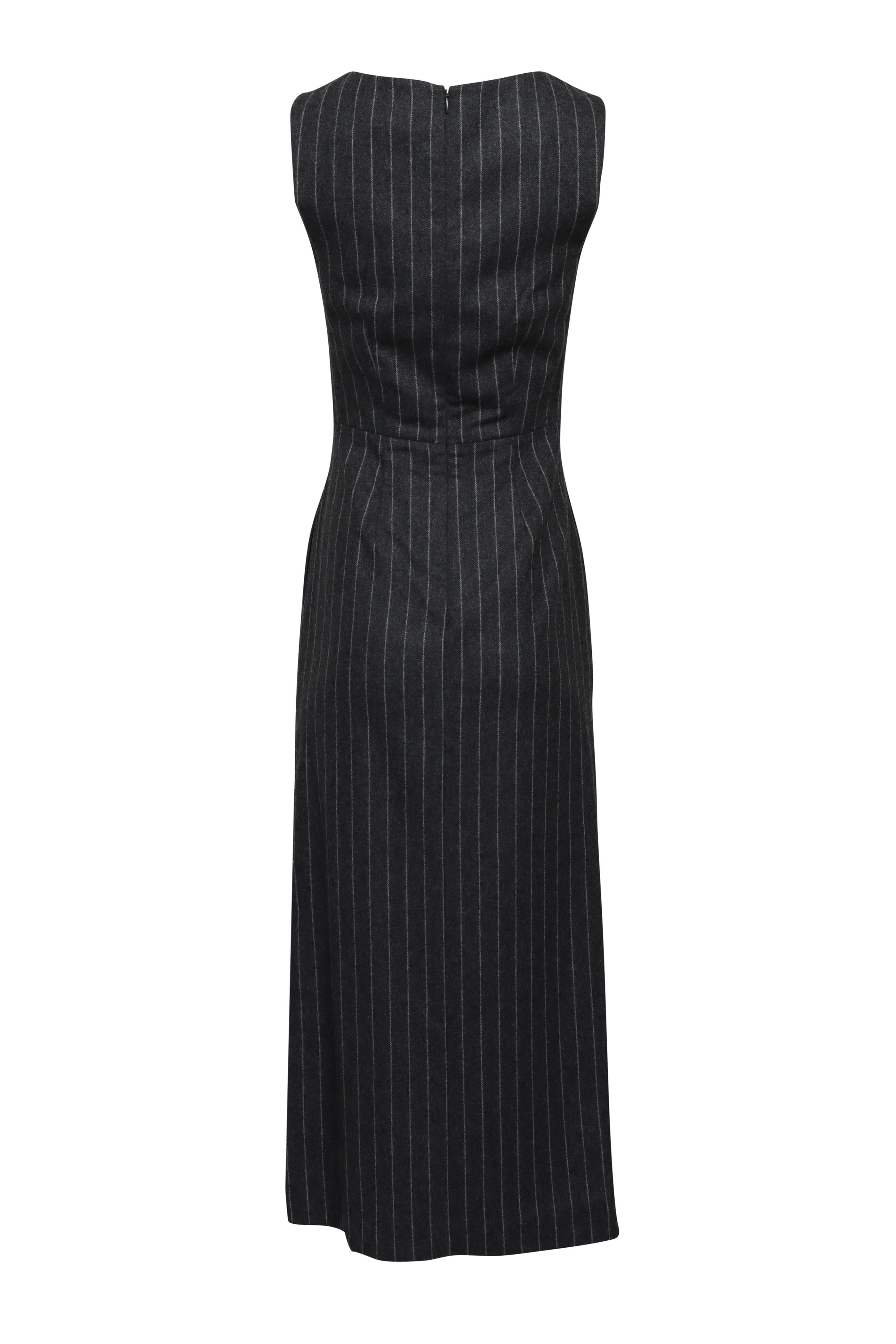 Lee Mathews - Drew Charcoal Pinstripe Midi Dress