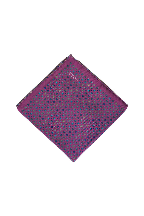 Eton Purple Double Print Pocket Square