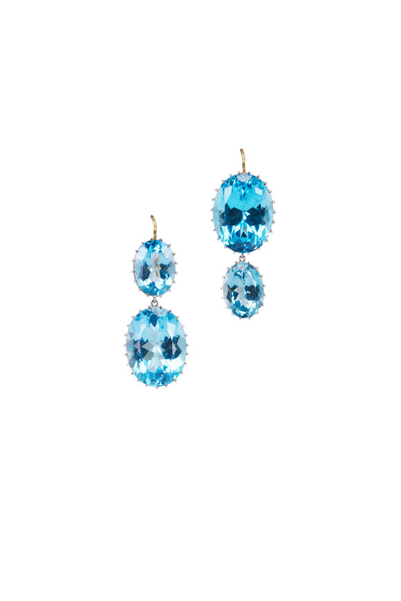 Renee Lewis 18k White Gold Blue Topaz Earring