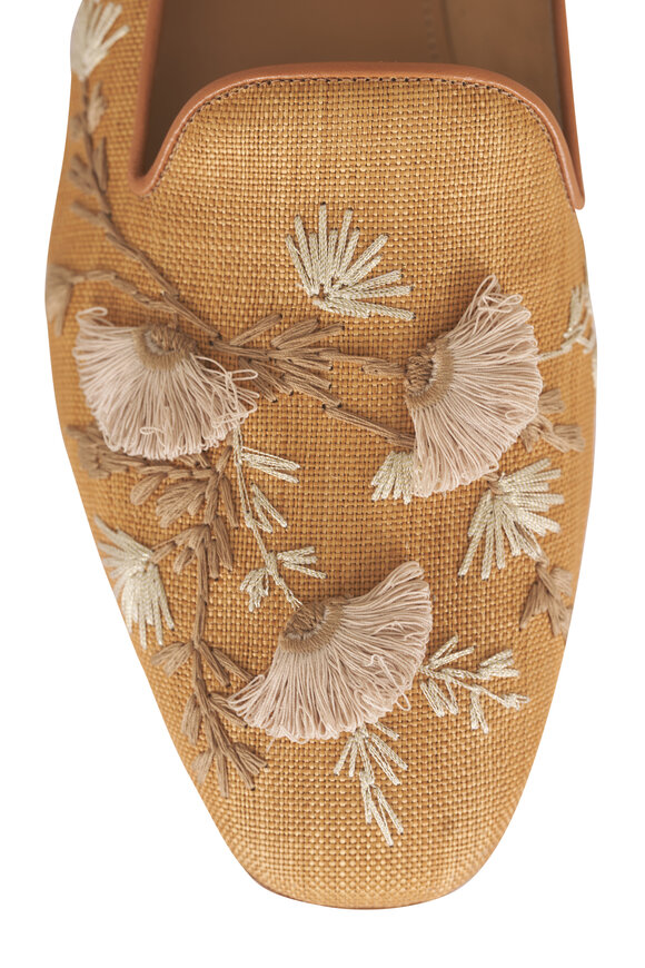 Arteana Camel Embroidered Raffia Smoking Slipper - view 4