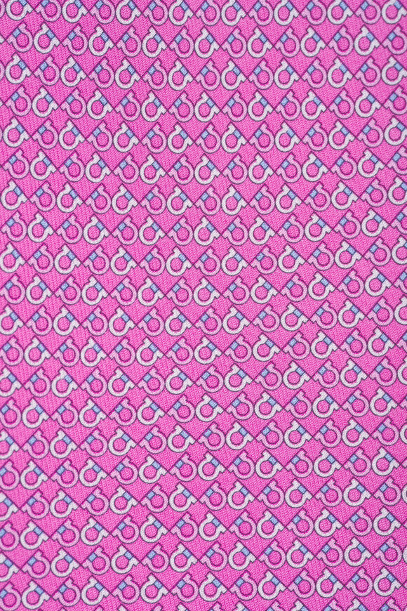 Ferragamo Pink Gancini Print Silk Necktie - view 2