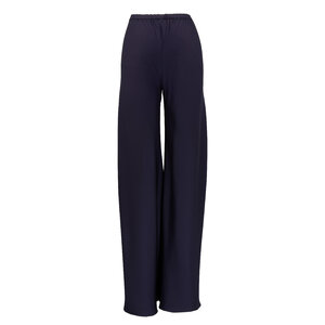 The Row - Gala Navy Blue Double-Silk Satin Wide Leg Pant