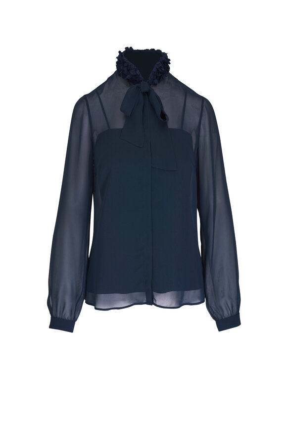 Akris Punto - Navy Techno Crepe Blouse