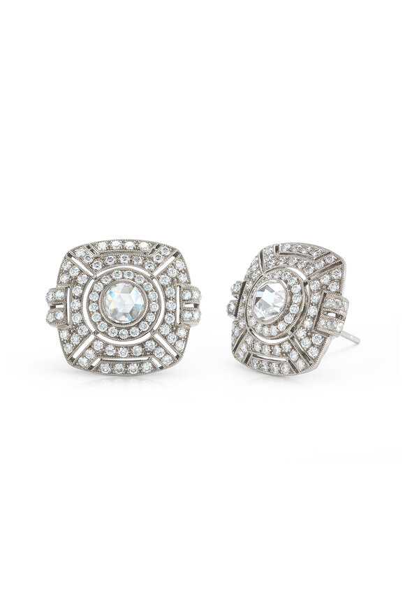Kwiat - Vintage White Gold Diamond Stud Earrings
