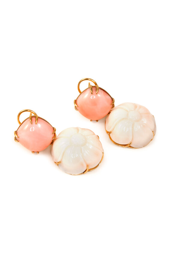 K. Brunini Jewels Coral Cabochon Drop Earrings - view 3