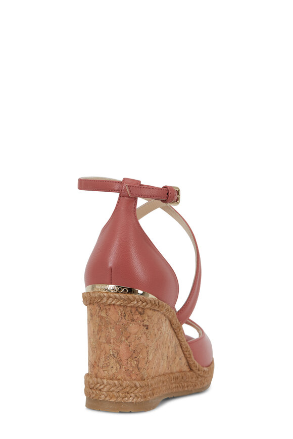 Jimmy★Choo(セールで嬉しい入荷)オシャレAlanah105Chalk Jimmy Choo - Alanah Rosewood Leather Wedge Sandal, 80mm