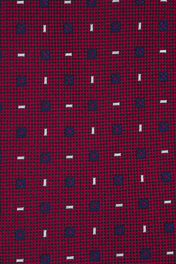 Zegna Medium Red Geometric Print Silk Necktie - view 2