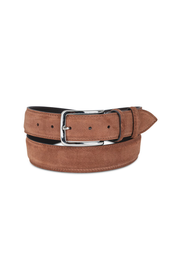 Bontoni Medium Brown Suede Belt - view 1