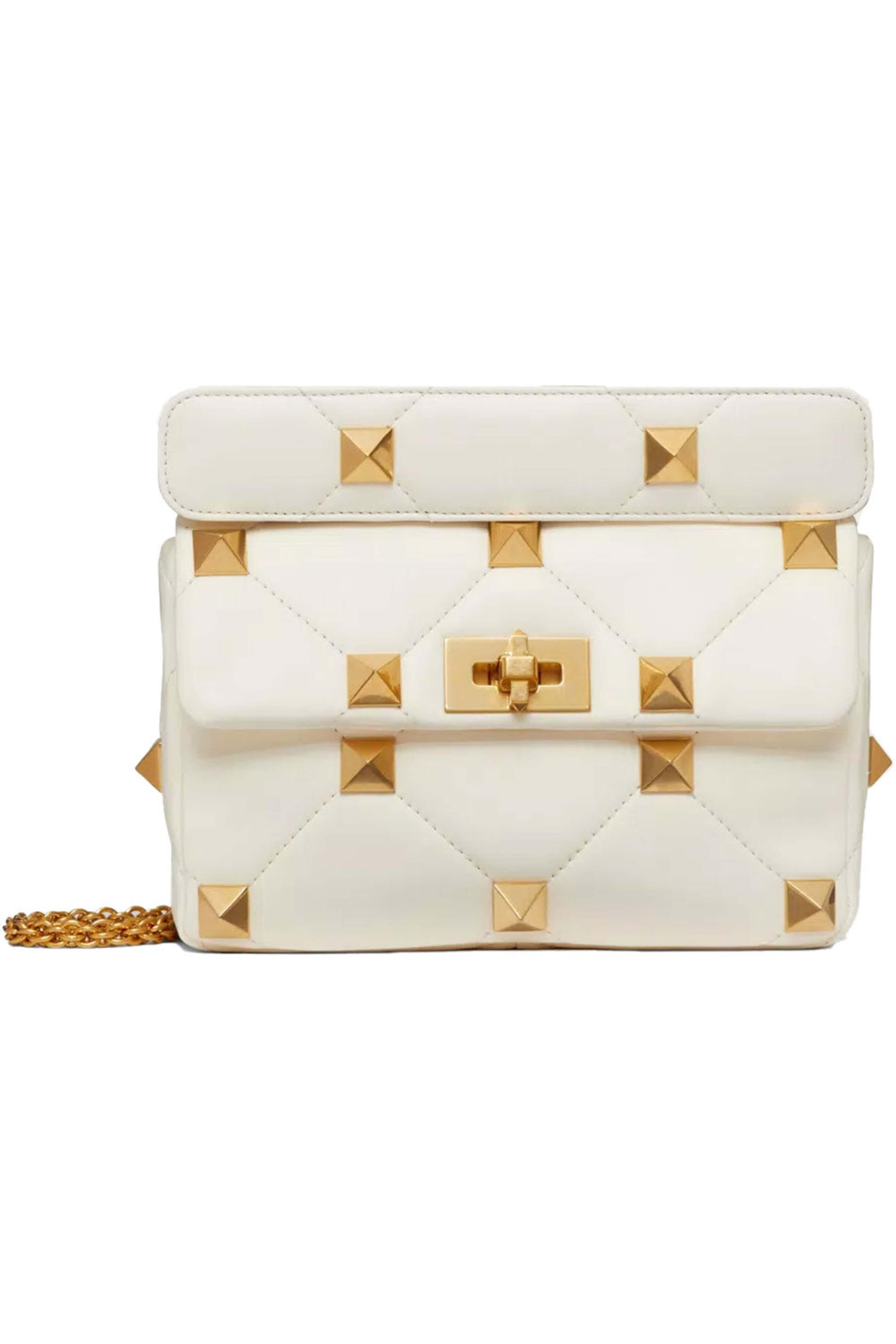 Valentino Garavani - Medium Roman Stud Shoulder Bag in Ivory