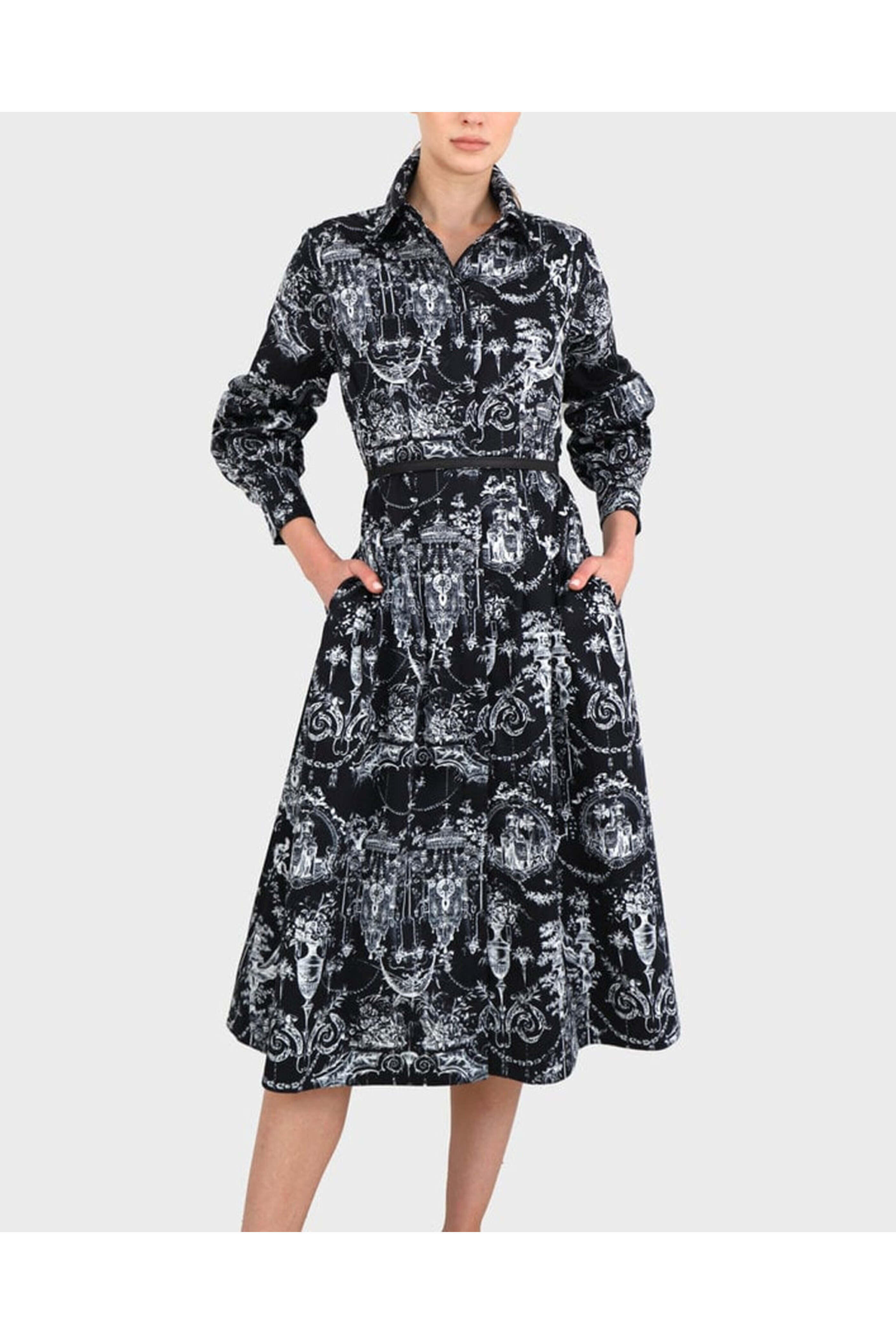 Rani Arabella - Black Toile Midi Shirtdress