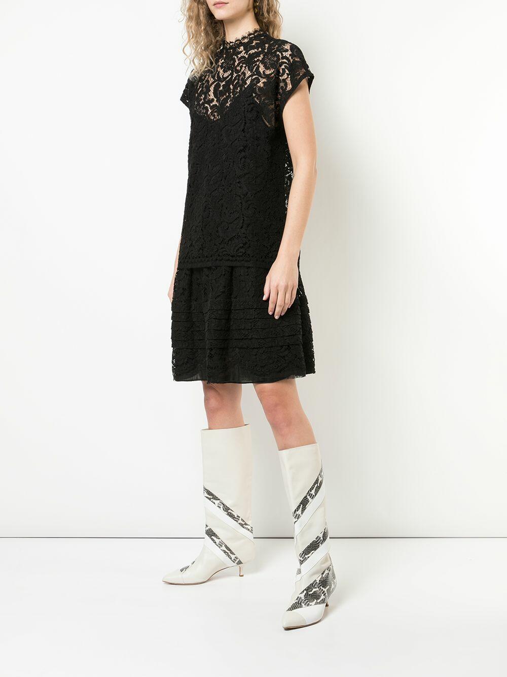 Adam Lippes - Black Corded Lace Mockneck Dress