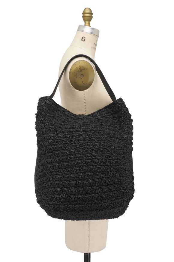 Totême Black Belted Raffia Tote - view 5
