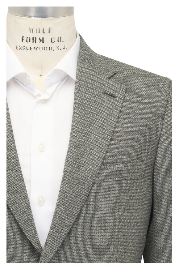 Brioni Hopsack Solid Sage Sportcoat