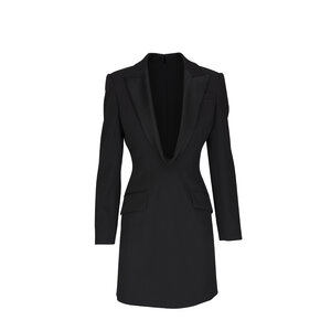 black alexander mcqueen coat dress Alexander McQueen Black Wool & Silk Frock Coat XXS main image 0