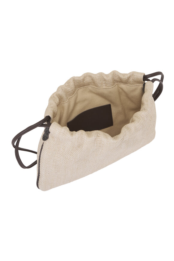 Brunello Cucinelli Micro Embellished Raffia Drawstring Shoulder Bag - view 5