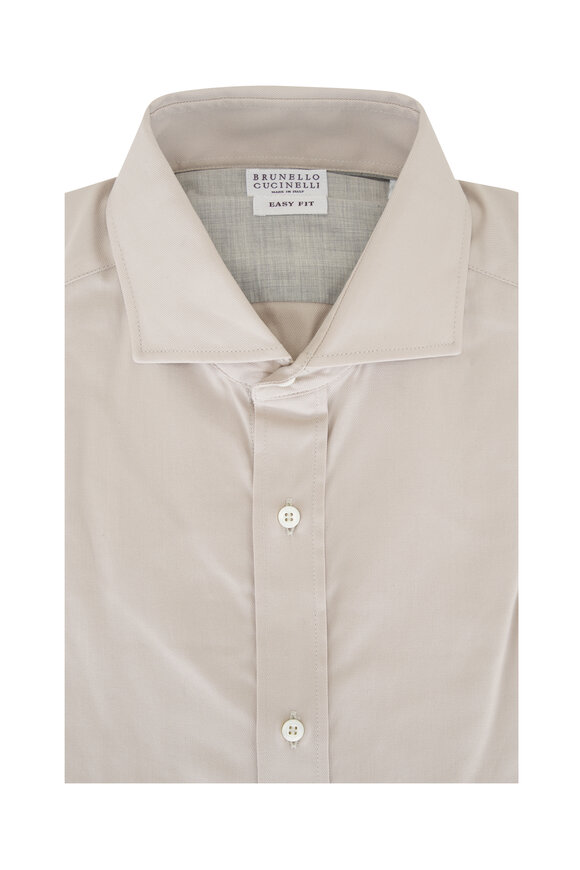 Brunello Cucinelli Beige Cotton Twill Sport Shirt