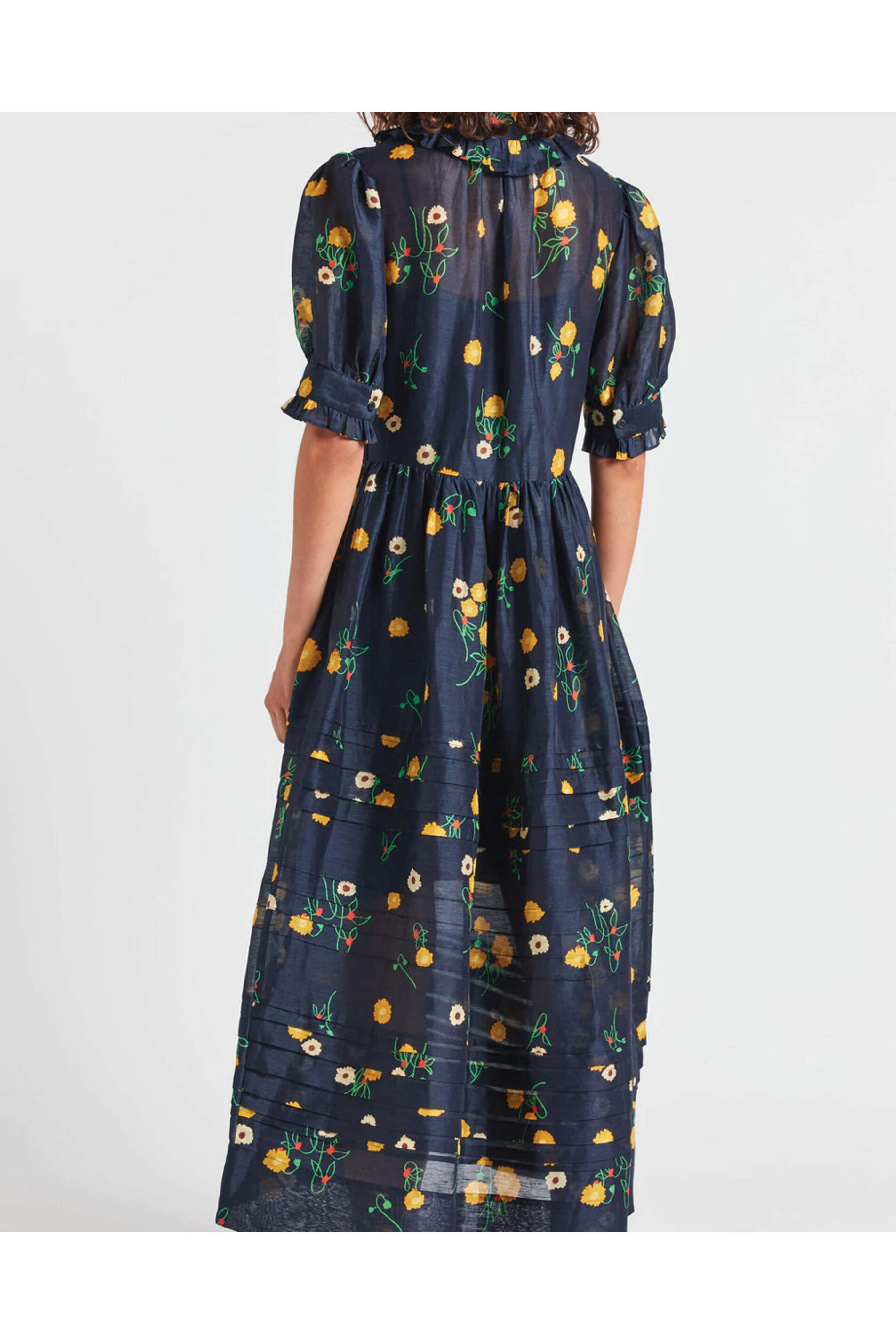 Lee Mathews - Navy Floral Ketty Midi Dress