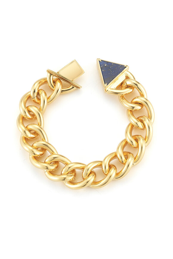 Elizabeth & James - Yellow Gold Lapis Metropolis Chain Link Bracelet