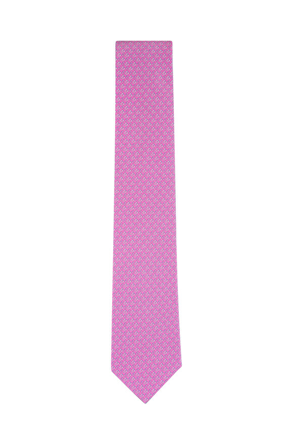 Ferragamo Pink Gancini Print Silk Necktie